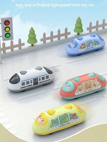 1pc Children's Cartoon High-Speed Inertia Train Toy With Simulated Motion And Double-Sided Design - Multicolor - View 12