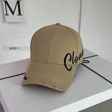 韓式女士棒球帽，浪漫休閒，翹臉扁帽，男女適用的春秋帽子和陣陣破洞看起來很時尚 - A - 查看 5