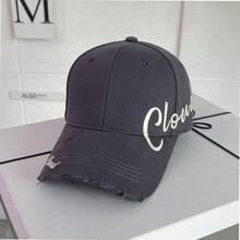 韓式女士棒球帽，浪漫休閒，翹臉扁帽，男女適用的春秋帽子和陣陣破洞看起來很時尚 - A - 查看 4