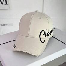 韓式女士棒球帽，浪漫休閒，翹臉扁帽，男女適用的春秋帽子和陣陣破洞看起來很時尚 - A - 查看 6