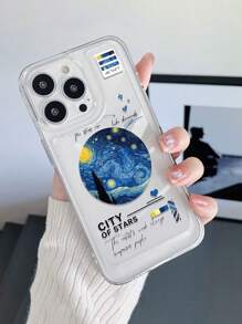 1pc Transparent Thicken Anti-Drop Fashion Oil Painting Printed Phone Case, Compatible With Apple And Compatible With Samsung,International Version, Not The Domestic Version - Multicolor - View 4