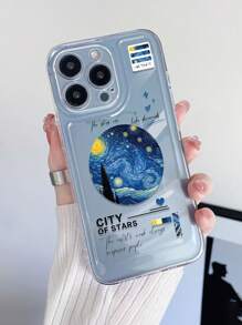 1pc Transparent Thicken Anti-Drop Fashion Oil Painting Printed Phone Case, Compatible With Apple And Compatible With Samsung,International Version, Not The Domestic Version - Multicolor - View 5