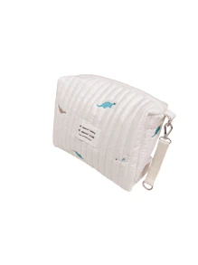 1 Pieza Bolsa Portátil Para Botella De Leche Con Patrón De Dinosaurio, Se Puede Colgar En El Cochecito De Bebé, Adecuado Para Conveniencia Diaria Y Viajes, Cuatro Estaciones - Beis - Ver 5