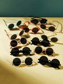 12pcs Children Round Frame Fashion Eyeglasses, Cute Retro For Boys & Girls, Suitable For Travel, Everyday, Stage Performance, Birthday Party - Multicolor - View 5