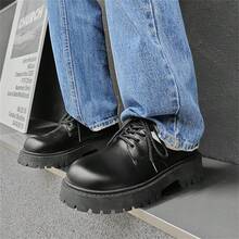 Men's Black Penny Loafers Lace-Up Leather Shoes, Versatile And Comfortable For Various Occasions - Black - View 5