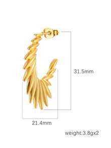 1對時尚不鏽鋼天使翅膀造型耳環,適合女性日常佩戴 - 銀色 - 查看 3