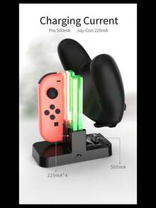 Gamepad Charging Dock Stand With Led Lighting Compatible With Switch Joy-Con Controllers, Includes A Pro Controller Charging Cable And 4 Joy Con Grips - Switch Handle Charger - View 4