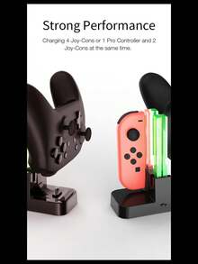 Gamepad Charging Dock Stand With Led Lighting Compatible With Switch Joy-Con Controllers, Includes A Pro Controller Charging Cable And 4 Joy Con Grips - Switch Handle Charger - View 2