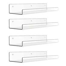 2/4 Piezas Estante Flotante De Acrílico Para Pared, Organizador De Estante Flotante Invisible, Para Libros, Figuritas, Almacenamiento De Marcos De Fotos, Estantes Montados En La Pared Para Hogar, Baño, Salón De Uñas, Spa (15 X 4.3 X 2'') - Blanco - Ver 13