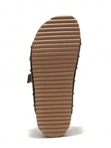 Women's  Rhinestone Buckled Flatform Sandals - Platform Round Toe Slip On High Heel For Friday Nights - 銀色 - 查看 7