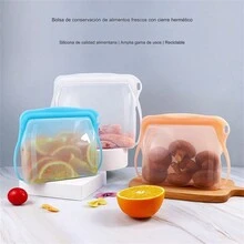 17.5*14.5cm Estilo explosivo silicona bolsas de plástico verduras frutas anti-sabor split bag engrosado sellado portátil bolsa de almacenamiento - azul - Ver 8