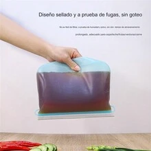 17.5*14.5cm Estilo explosivo silicona bolsas de plástico verduras frutas anti-sabor split bag engrosado sellado portátil bolsa de almacenamiento - azul - Ver 3