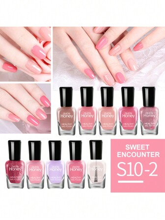 10入組「甜蜜邂逅」系列撕拉式水性美甲油,速幹不需曬,適合新手,每瓶5ml