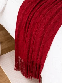Red Cozy Throw Blanket, Suitable For Sofa, Bohemian Bed End, Living Room Decor, Ideal For Christmas And Everyday Use