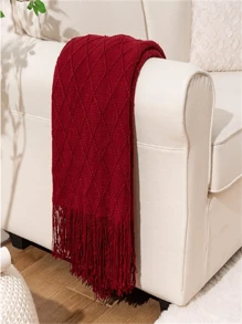 Red Cozy Throw Blanket, Suitable For Sofa, Bohemian Bed End, Living Room Decor, Ideal For Christmas And Everyday Use