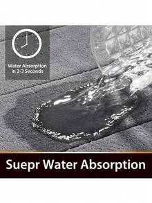 1 Miếng Bọt Nhớ Thảm nhà tắm , Thoải mái , Mềm mại , Siêu hấp thụ , Máy giặt được , Không trượt , Dày Và Nhanh khô , Đối với Phòng tắm Sàn nhà - Xám - Xem 5