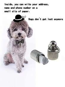 1入防丟寵物身份證標籤,時尚狗和貓身份證標籤- 包括圓形吊飾- 地址管- 快速和安全的寵物信息管理。 - 銀色 - 查看 1