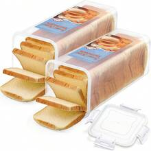 Bread Box With Airtight Lid, Fresh Bread Storage Container, Bread Loaf Storage Dispenser, Plastic Sandwich Bread Keeper, White Lid, 1 Pack - White - View 1