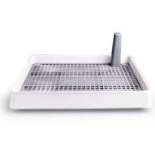 Indoor Dog Potty Tray, Dog Potty Fence With Removable Post, Pet Anti- Slip Training Potty, Train Litter Plastic Mesh Dogs Pee, For Small And Medium Dogs - White - View 1