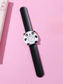 可愛熊貓圖案石英卡通快拍手錶,適合兒童