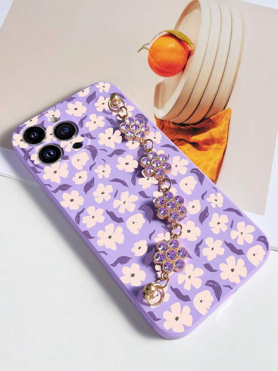 1入紫色花朵及鑽石裝飾手鏈和1入紫色tpu花紋防護手機殼,適用於iphone,相配手機殼,掛繩手機殼,手環手機殼,趣味手機殼,安卓手機殼,三星手機殼,小米手機殼,oppo手機殼,galaxy A51 4g/galaxy A52/a52s 5g/galaxy S23 Ultra/galaxy A13 4g/galaxy A12/galaxy S22 Ultra/oppo A54/galaxy A54/iphone 14 Pro Max/galaxy A04e/galaxy A05s/galaxy A34/galaxy S24 Ultra 5g/redmi Note 13/galaxy A14/galaxy A32 4g - 彩色 - 查看 1