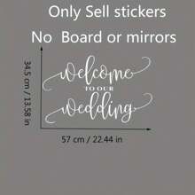 1 pieza Adhesivo de vinilo de espejo de bienvenida para boda, decoración de fiesta de boda, letrero de boda, mural de vinilo, decoración de boda, artículos de boda, mejor regalo - Blanco - Ver 2