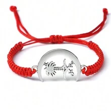 1pc  Metal Pendant Braided Bracelet Couple Handmade Lucky String Adjustable Bangles Jewelry Woomen Red Gift New - Multicolor - View 14