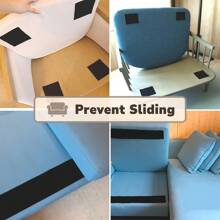 2 Rolls Couch Cushion Grip Tape Keep Couch Cushions From Sliding - Non Slip Cushion Pads, Heavy Duty Strips With Adhesive For Fabric, Outdoor Patio Cushions, Hook And Loop Anti Slip - 黑色 - 查看 4