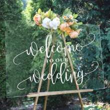 1 pieza Adhesivo de vinilo de espejo de bienvenida para boda, decoración de fiesta de boda, letrero de boda, mural de vinilo, decoración de boda, artículos de boda, mejor regalo - Blanco - Ver 1