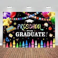 Preschool Kindergarten Graduation Backgrounds Party Photographic Kids Student Celebration Backdrops Congrats Grad Ceremony  For School Prom Photocall - Orange - View 1