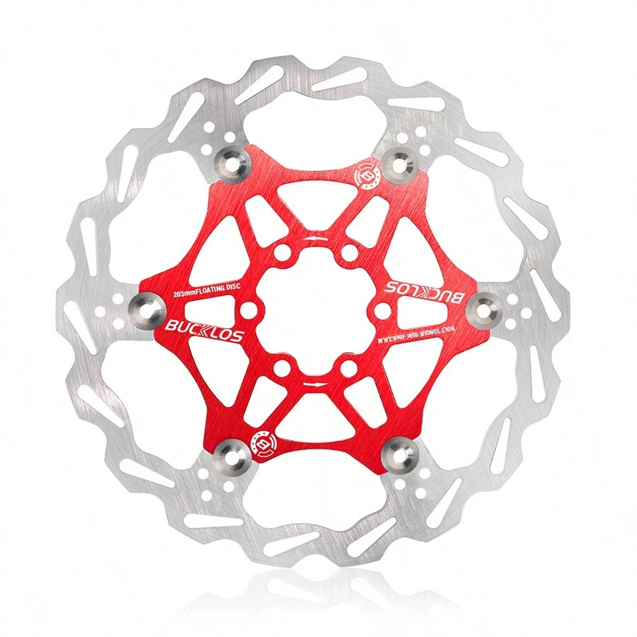 1 PC 203 Red BUCKLOS Bicycle Disc Brake Rotor MTB Brake Rotors Heat Dissipation Floating Rotor Hydraulic Brake Rotors 203mm Bike Part - Red - View 1