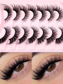 Asiteo 7 Pairs Natural Long Fluffy Fox Eye False Eyelashes, Cat Eye Lashes With Flared Ends To Elongate Eyes, Soft Faux Mink Lashes - Cat Eye Lashes - View 2