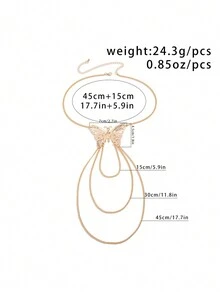 1入復古創意波西米亞風格中空蝴蝶吊墜身鏈,流蘇和可調節鏈條,適用於日常穿著、海灘假期、禮品贈送 - 金色 - 查看 9