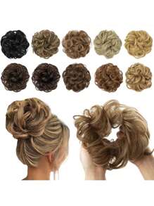 Lớn Lộn xộn tóc búi Dợn sóng Quăn Dây buộc tóc Sợi tổng hợp Chignon Tóc đuôi ngựa Dày Tóc lên Miếng tóc giả Đối với phụ nữ ( Dợn sóng , Quăn , Nâu ) - màu nâu - Xem 2