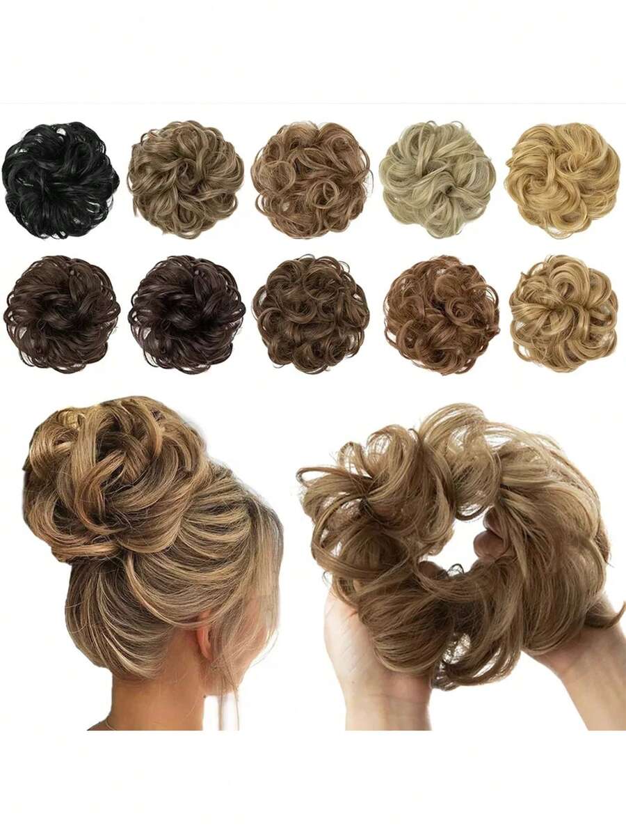 Lớn Lộn xộn tóc búi Dợn sóng Quăn Dây buộc tóc Sợi tổng hợp Chignon Tóc đuôi ngựa Dày Tóc lên Miếng tóc giả Đối với phụ nữ ( Dợn sóng , Quăn , Nâu )