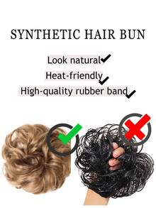 Lớn Lộn xộn tóc búi Dợn sóng Quăn Dây buộc tóc Sợi tổng hợp Chignon Tóc đuôi ngựa Dày Tóc lên Miếng tóc giả Đối với phụ nữ ( Dợn sóng , Quăn , Nâu ) - màu nâu - Xem 7