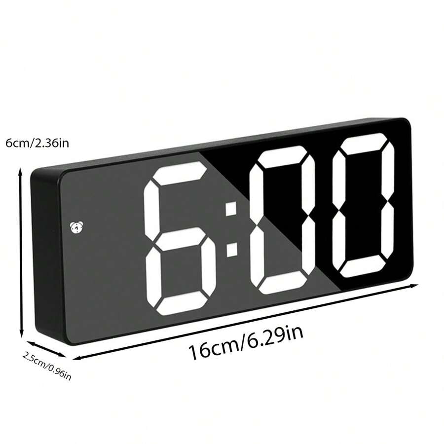 1pc Led Mirror Table Alarm Clock Digital Alarm Snooze Display Time