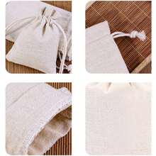1 pieza Bolsa de lino gris con puntada de cierre y cordón, bolsa de joyería blanca para almacenar artículos pequeños, conveniente para bodas, viajes, regalos y organización de la vida diaria, útiles escolares, accesorios escolares, de vuelta a la escuela, estudiantes universitarios