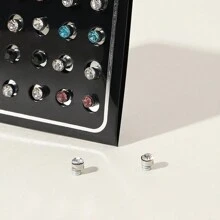 12 件装 4 毫米白色水钻磁性耳环，磁性耳钉套装，无穿孔 - 白色 - 查看 7