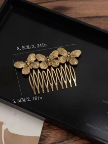 1 chiếc lược chải tóc/kẹp tóc bằng hợp kim hình bướm thanh lịch cổ điển dành cho phụ nữ, thích hợp để đeo hàng ngày, dự tiệc, khiêu vũ và làm quà tặng cho phụ nữ - Vàng - Xem 4