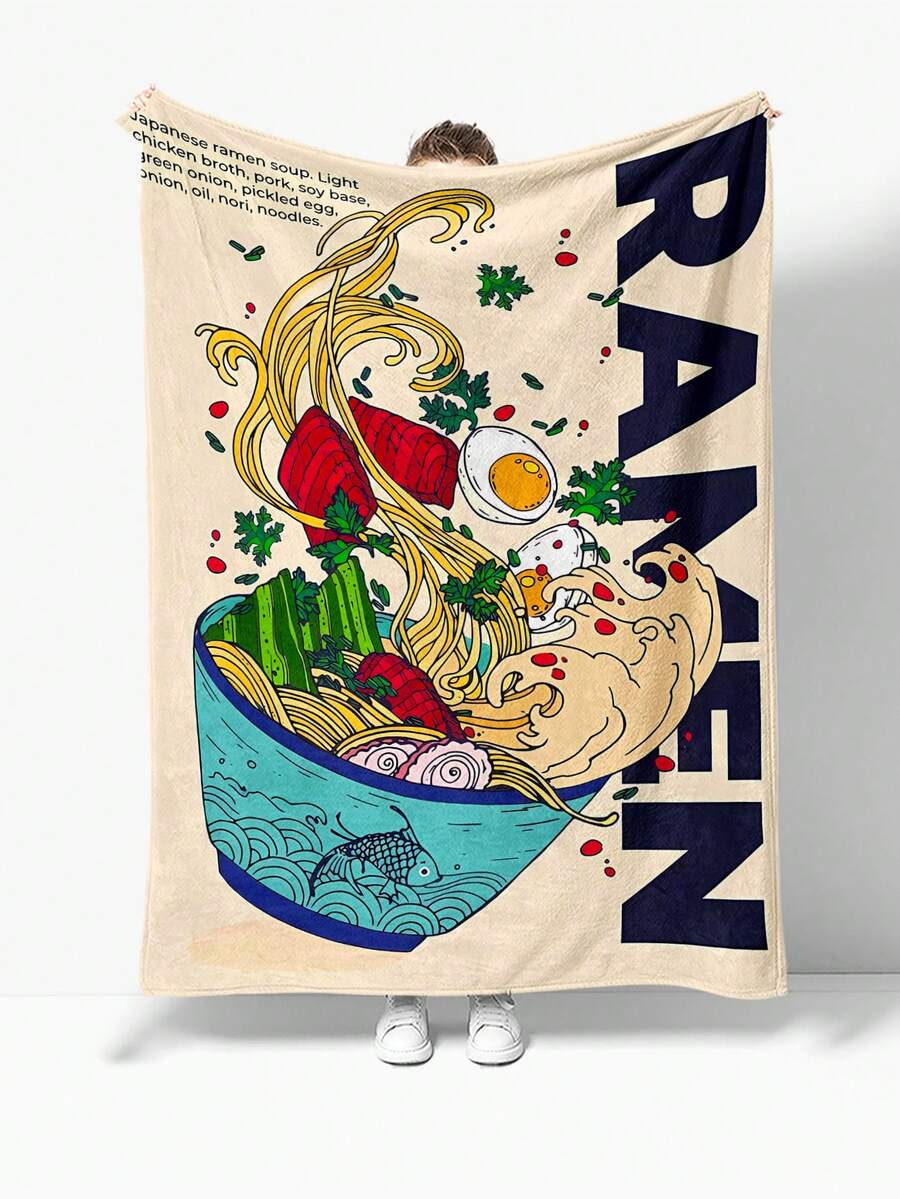 1 Miếng Hoạt hình Mì ramen Thiết kế Chăn nỉ Flannel , Thích hợp Như A Hằng ngày Qủa tặng , Quà sinh nhật , Quà kỷ niệm Và Quà tặng lễ hội , Tất cả các mùa Áp dụng , Đối với Mì ramen Người yêu Và Nhà  Sử dụng - Nhiều màu - Xem 1