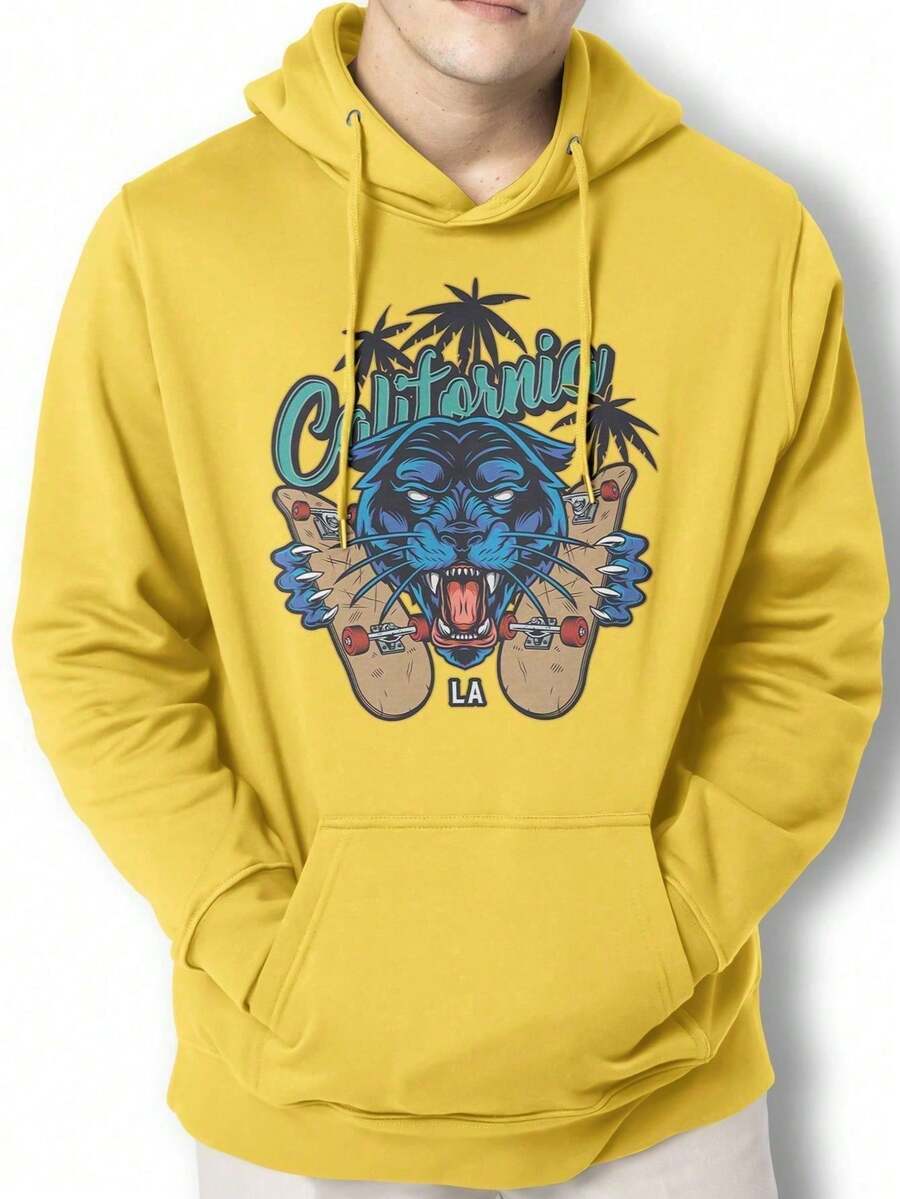 Men Hoodies - 黃色 - 查看 1