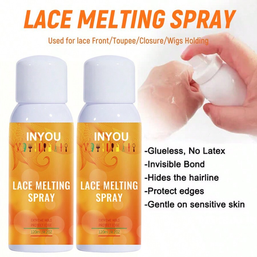 2PCS Lace Melting Wigs Holding Spray Skin Safe Glueless Wig Install Wig
