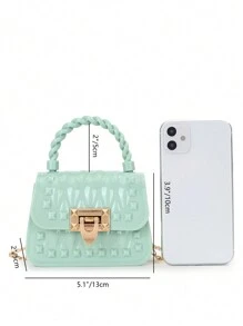 Fashionable Pvc & Silica Gel & Rivet Decoration Jelly Shoulder Bag - Green - View 3