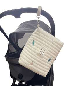 1 Pieza Bolsa Portátil Para Botella De Leche Con Patrón De Dinosaurio, Se Puede Colgar En El Cochecito De Bebé, Adecuado Para Conveniencia Diaria Y Viajes, Cuatro Estaciones - Beis - Ver 3