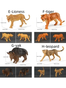 1 件丛林野生动物仿真模型摆件，手绘摆件，用于学习野生动物，包括老虎、狮子、大象、河马、长颈鹿、斑马、棕熊、豹子、北极熊、野牛，是很棒的家庭礼物