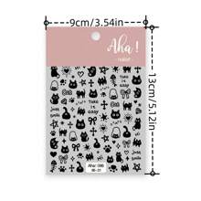 Halloween Sparkly Cartoon Cat Nail Art Stickers: Self-Adhesive, Resin Material, Perfectly Hygienic, Disposable, Ideal For Young Girls And Women's Diy Nail Art