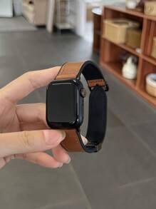 1条男女通用真皮硅胶磁吸表带，兼容 42mm、38mm、40mm、41mm、44mm、45mm、46mm、49mm，时尚智能手表替换表带，适用于Series Ultra2、Ultra SE2、SE 11、10、9、8、7、6、5、4、3、2、1，适合作为学生返校礼物 - 棕色 - 查看 3