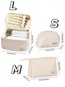 1 Túi Đựng Mỹ Phẩm Du Lịch Dung Tích Lớn PU Chống Thấm Nước Di Động Có Tay Cầm Và Ngăn Chia Túi Đa Năng Phụ Kiện Trang Điểm Cho Nữ Lưu Trữ Đa Năng Túi Vệ Sinh Du Lịch Túi Chăm Sóc Da Túi Trang Điểm Dụng Cụ Sắp Xếp Trang Điểm Dụng Cụ Đựng Đồ Trang Điểm Hộp Đựng Đồ Trang Điểm Túi Đựng Mỹ Phẩm Đựng Mỹ Phẩm Túi Đựng Mỹ Phẩm Dụng Cụ Sắp Xếp Mỹ Phẩm - Màu be - Xem 4