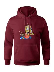 Men Hoodies - 紫紅色 - 查看 1